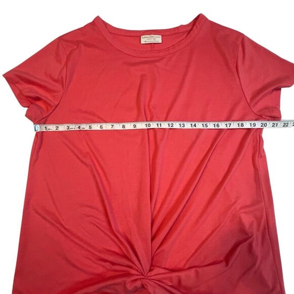 Bobbie Brooks Blouse Womens 1X Pink Coral Basic Knit Front Knot Casual Soft Top - Picture 4 of 7